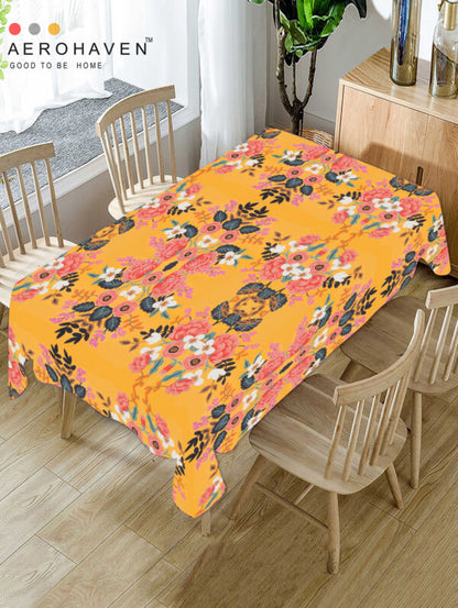 Yellow Floral HD Printed Modern Table Cover Cloth