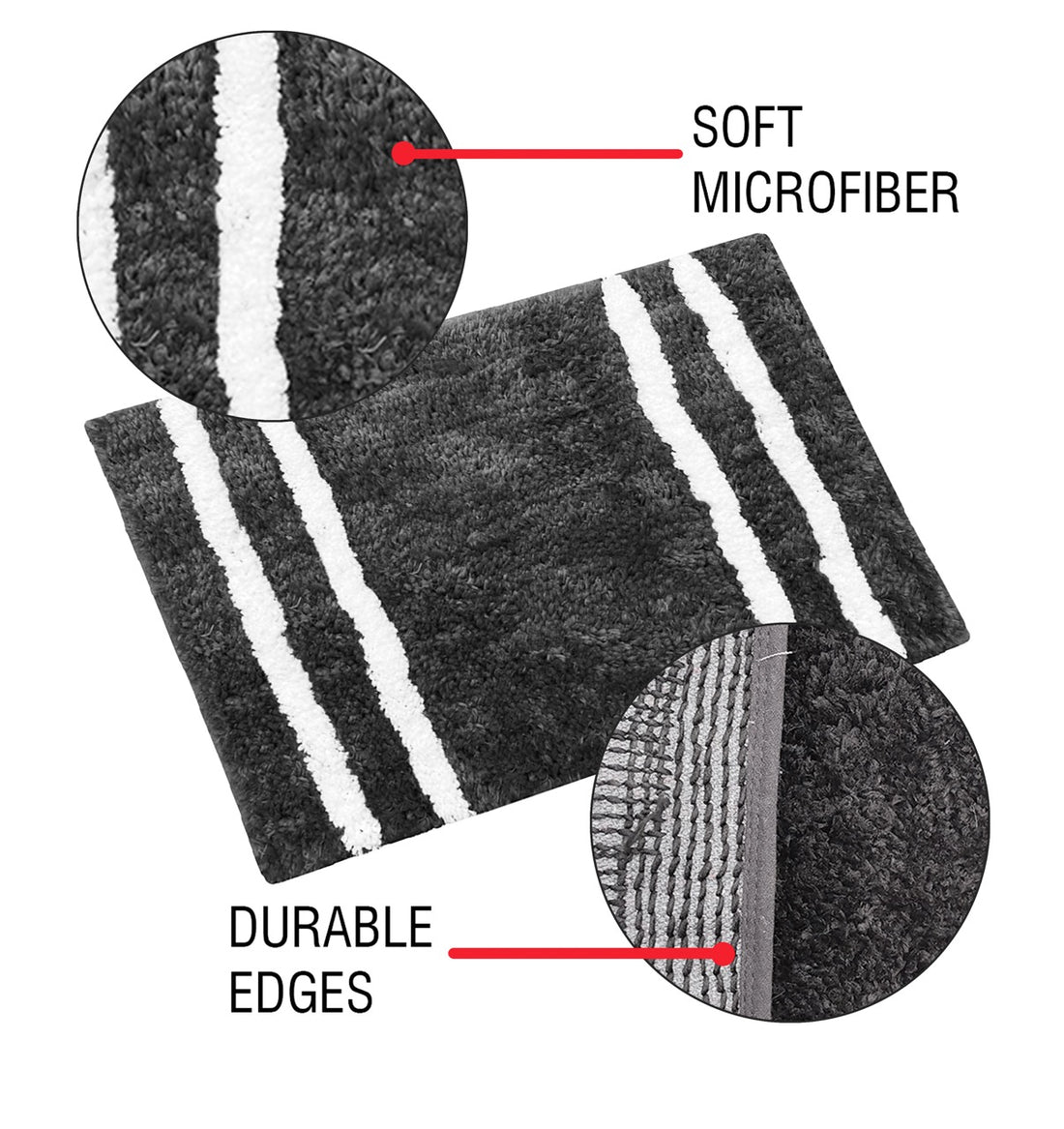 Glorious Super Soft Microfiber Anti Slip Bathmat, Grey