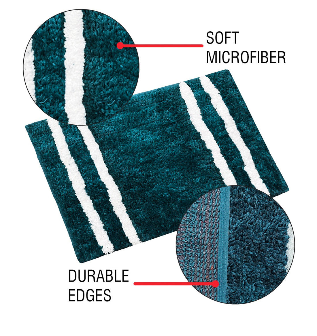 Glorious Super Soft Microfiber Anti Slip Bathmat, Teal
