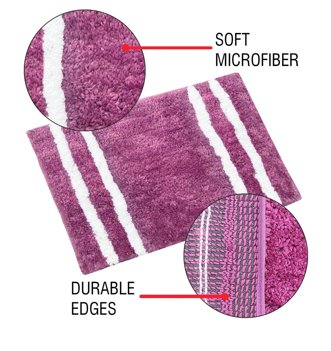 Glorious Super Soft Microfiber Anti Slip Bathmat, Wine