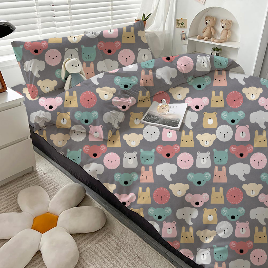 AEROHAVEN Microfiber Cartoon Flat Double Bedsheet with 2 Pillow Covers for kids