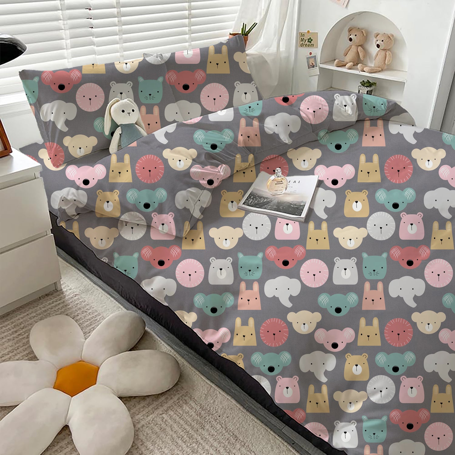 AEROHAVEN Microfiber Cartoon Flat Double Bedsheet with 2 Pillow Covers for kids