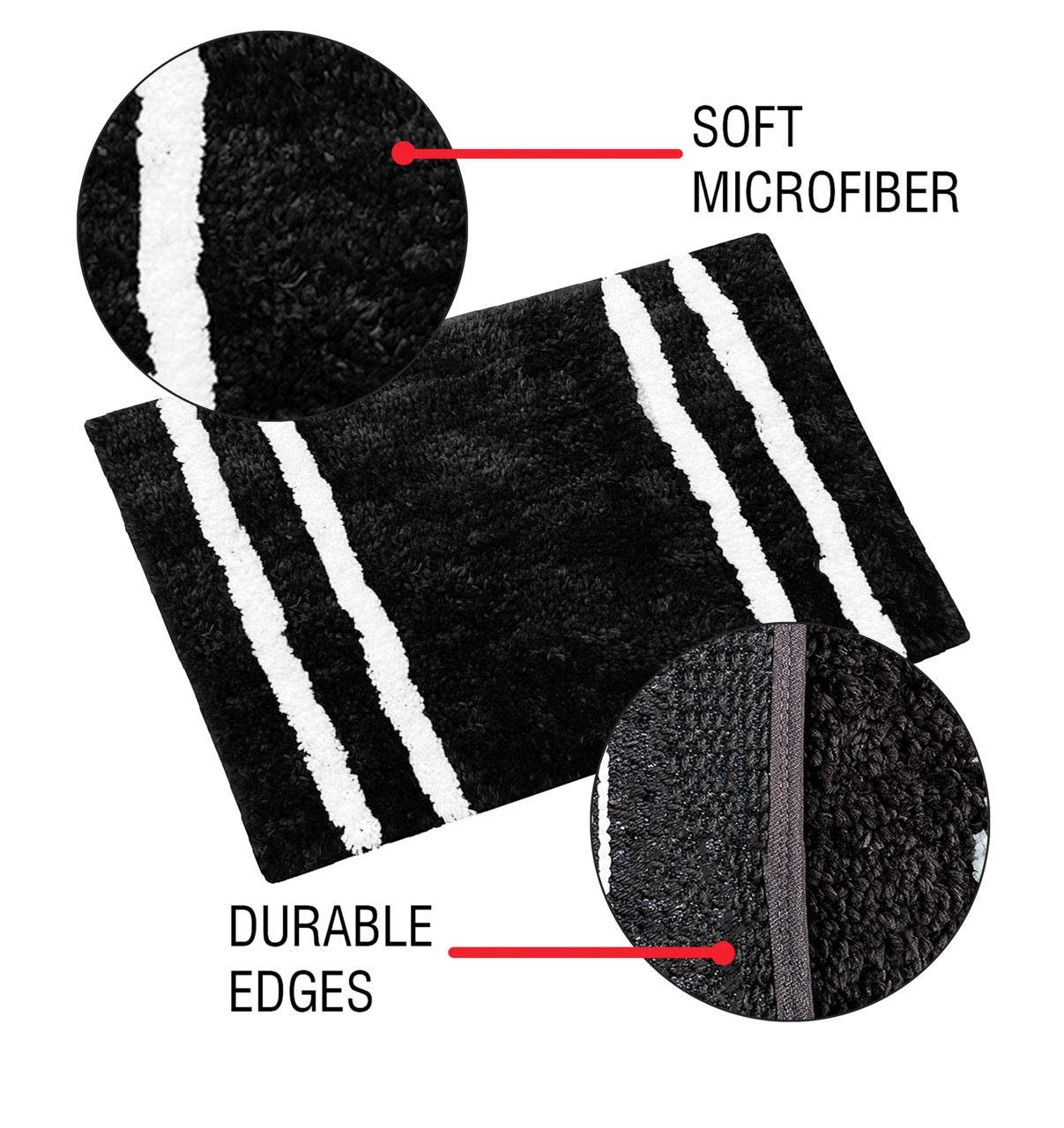 Glorious Super Soft Microfiber Anti Slip Bathmat, Black