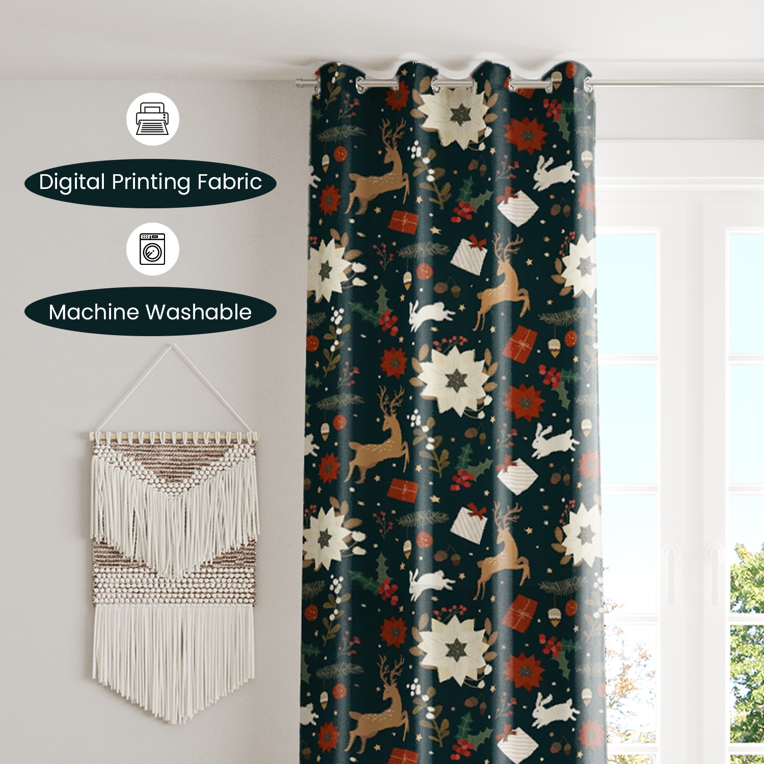 AEROHAVEN Velvet Christmas Curtains for Festive Home Décor and Gifting