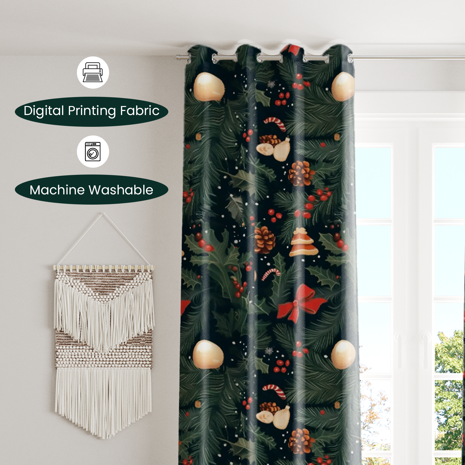AEROHAVEN Velvet Christmas Curtains for Festive Home Décor and Gifting