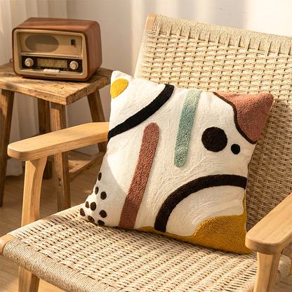 NOMAD SCRIPT Embroidered Cotton Cushion Cover 16x16