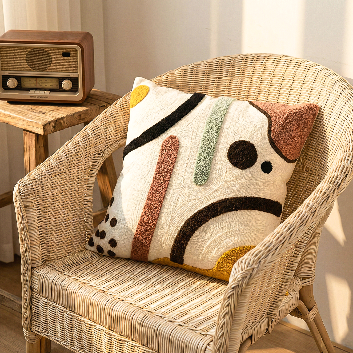 NOMAD SCRIPT Embroidered Cotton Cushion Cover 16x16