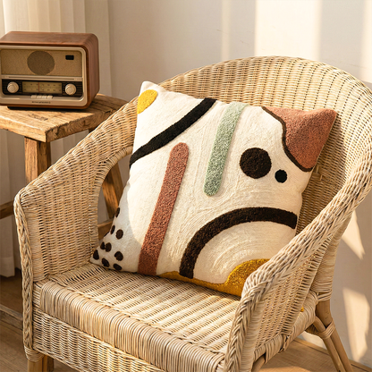 NOMAD SCRIPT Embroidered Cotton Cushion Cover 16x16