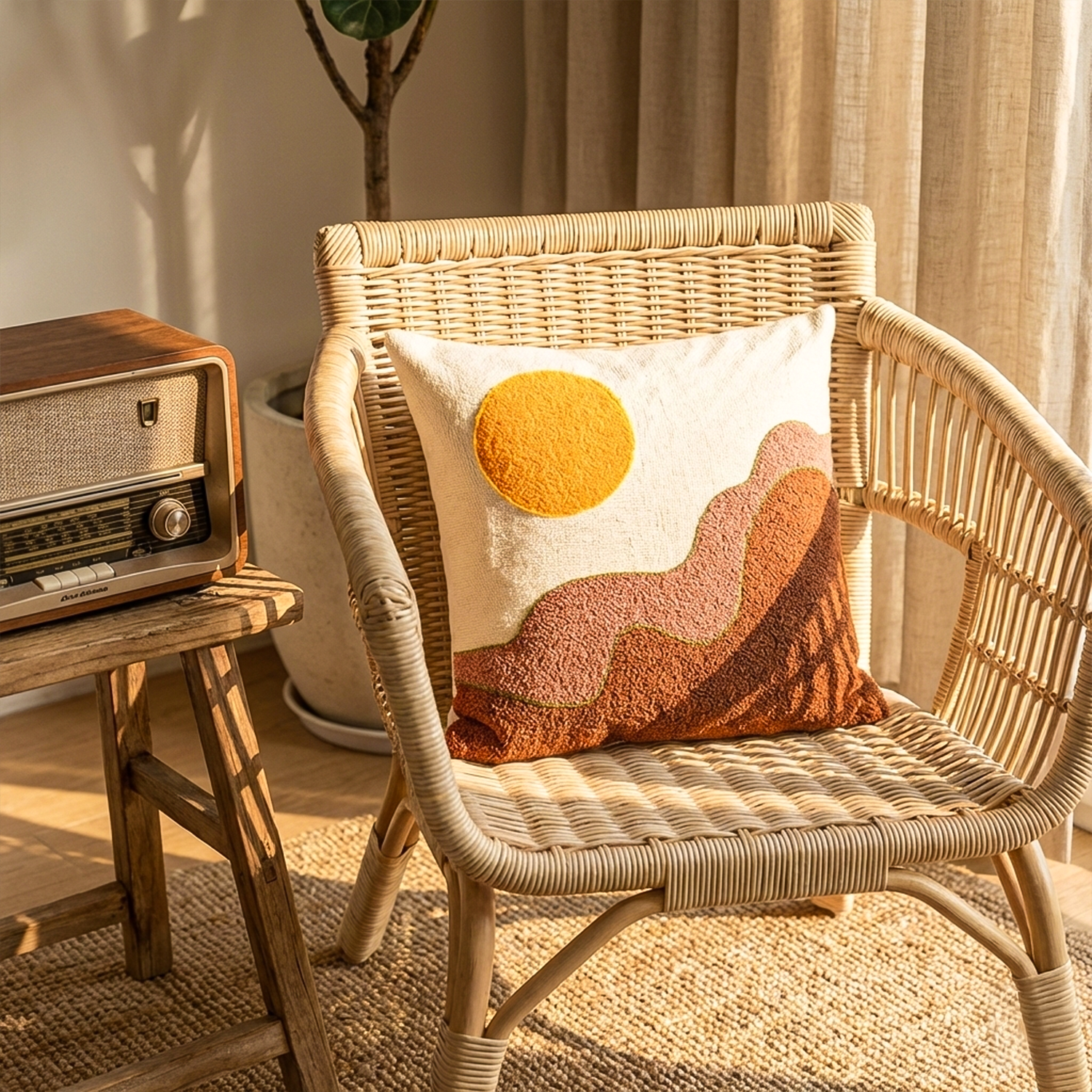 DESSERT DAWN Embroidered Cotton Cushion Cover 16x16