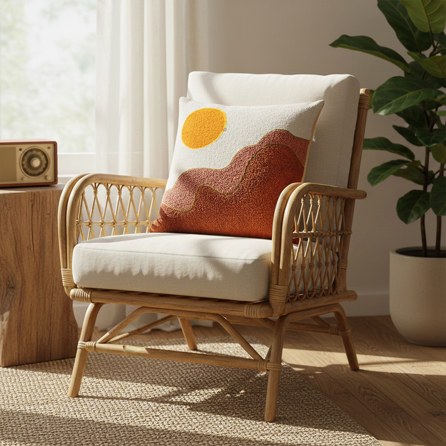 DESSERT DAWN Embroidered Cotton Cushion Cover 16x16