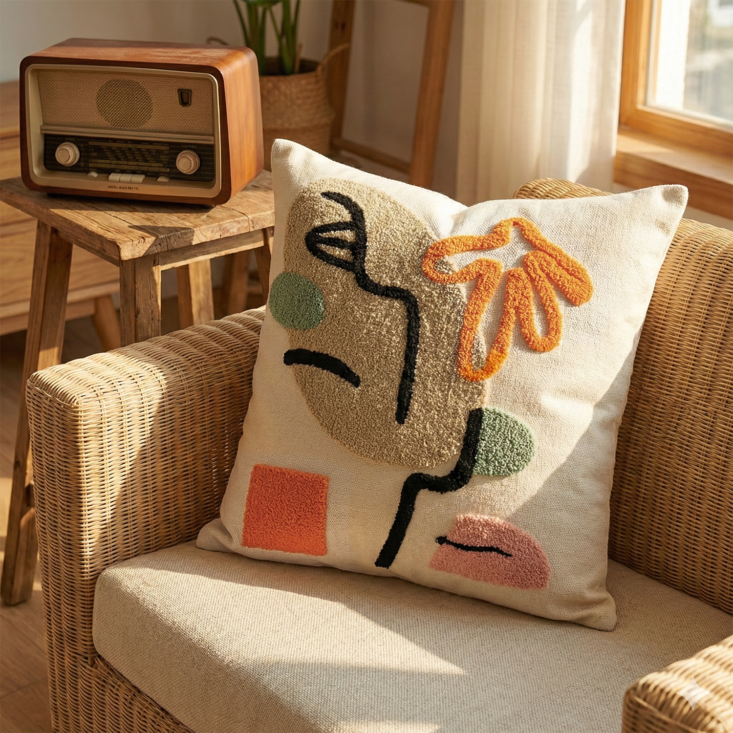 LUNA MUSE Embroidered Cotton Cushion Cover 16x16