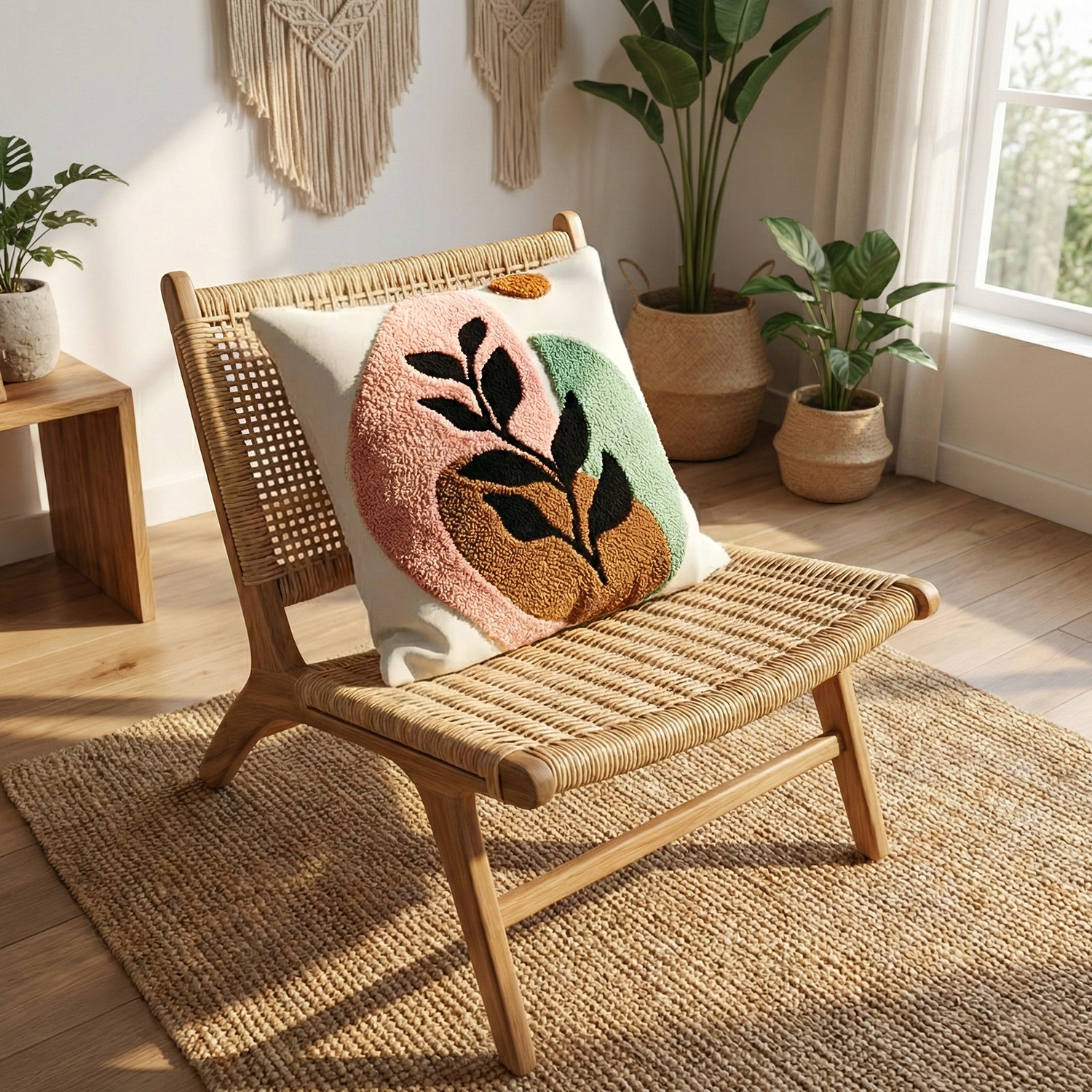 EDEN BLOOM Embroidered Cotton Cushion Cover 16x16