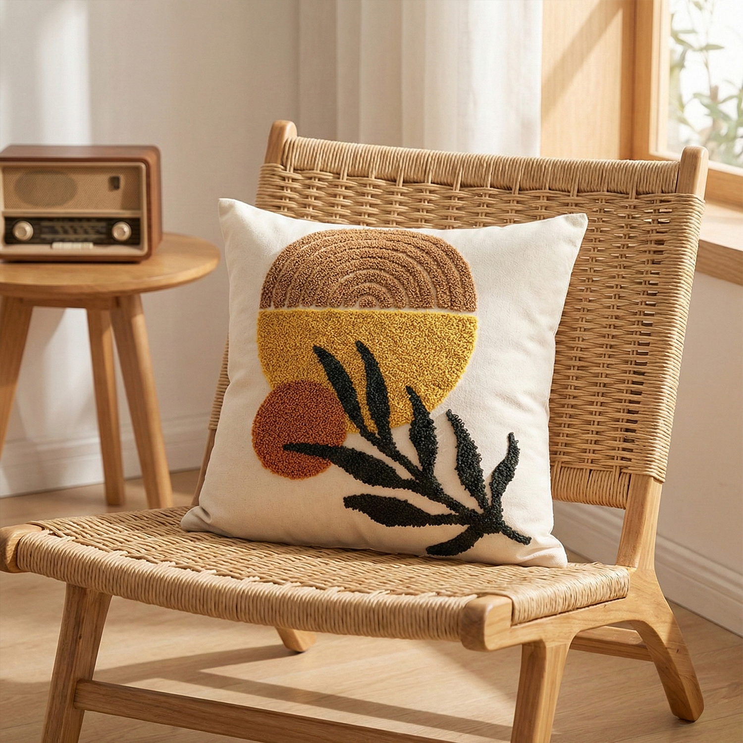 HARVEST FORM Embroidered Cotton Cushion Cover 16x16