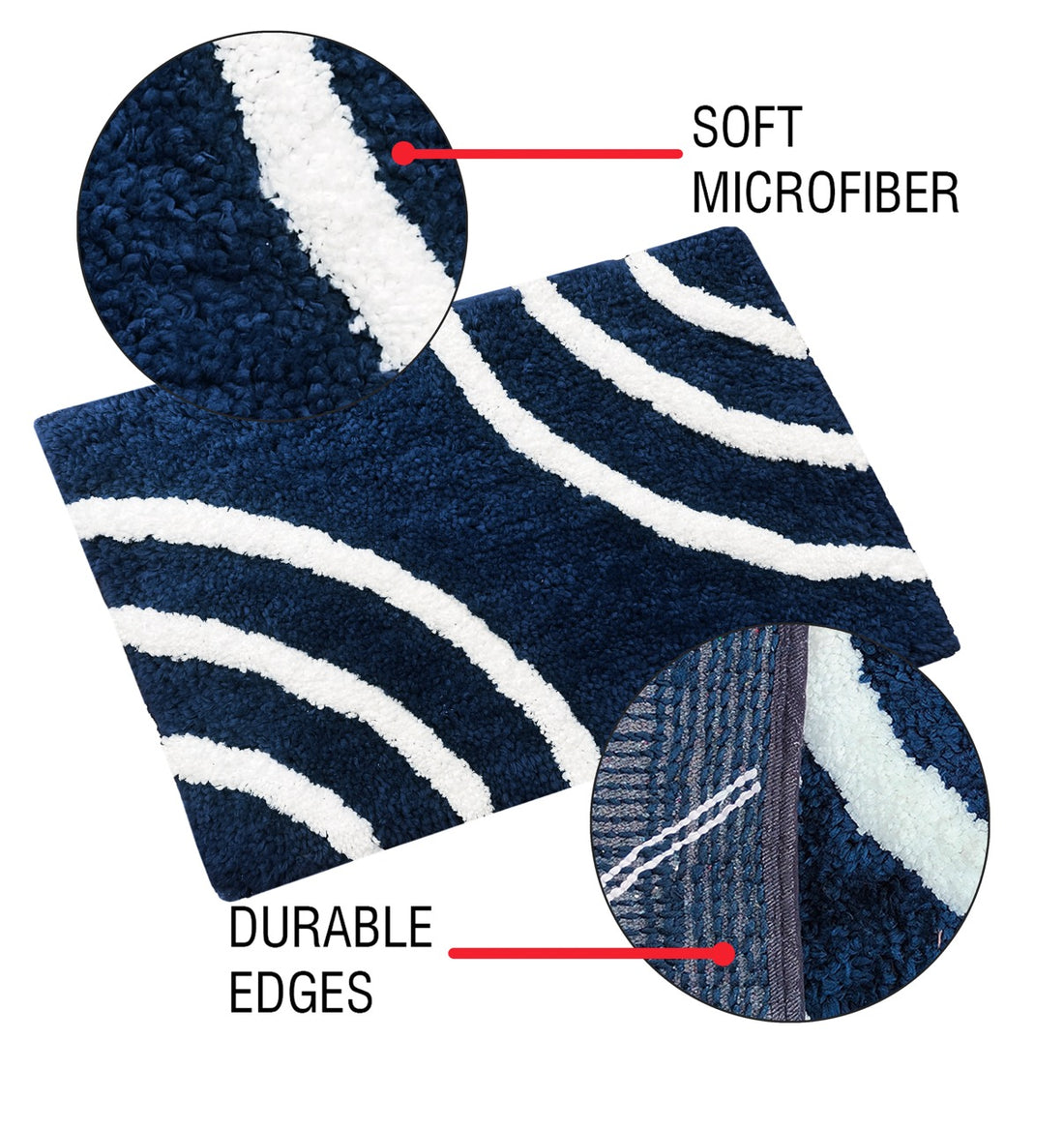 Glorious Super Soft Microfiber Anti Slip Bathmat, Navy