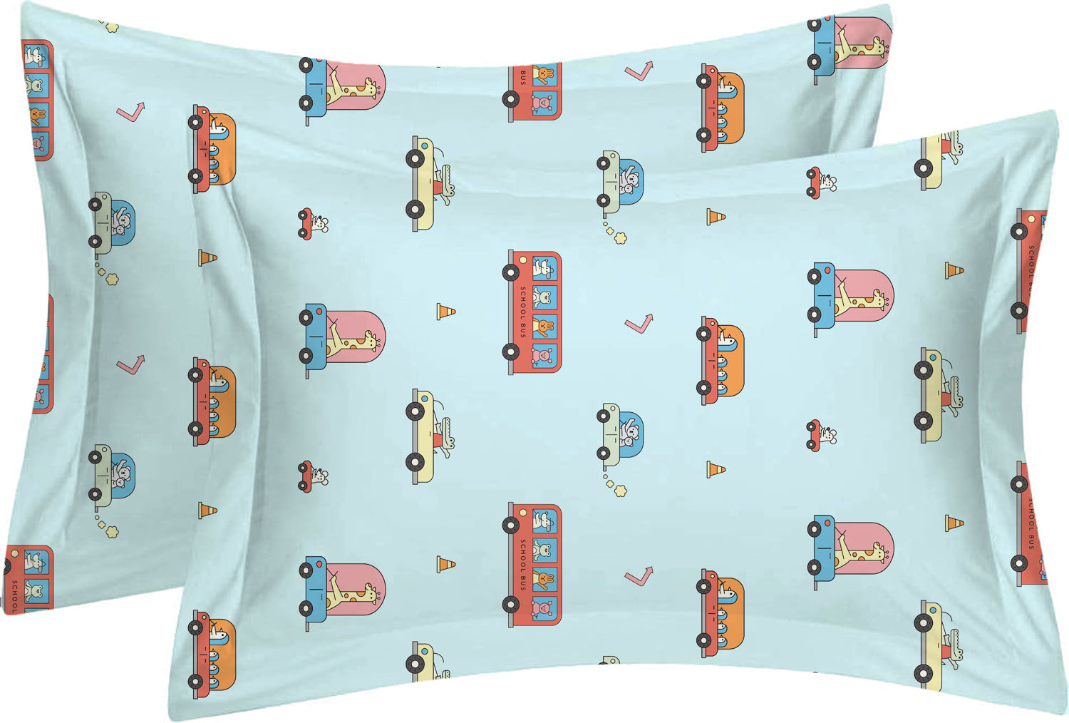 AEROHAVEN Microfiber Cartoon Flat Double Bedsheet with 2 Pillow Covers for kids