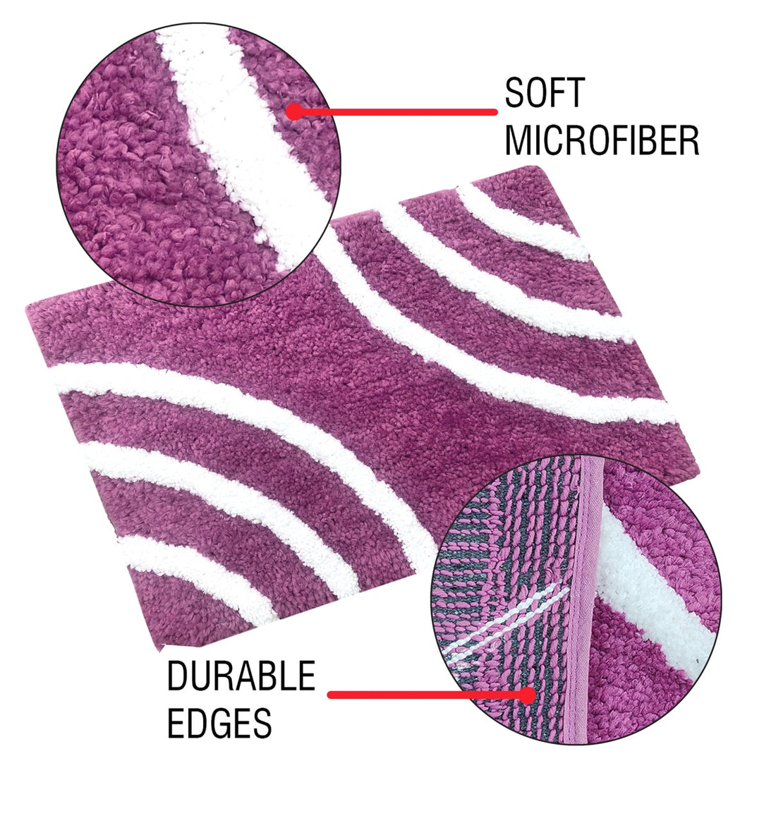 Glorious Super Soft Microfiber Anti Slip Bathmat, Wine