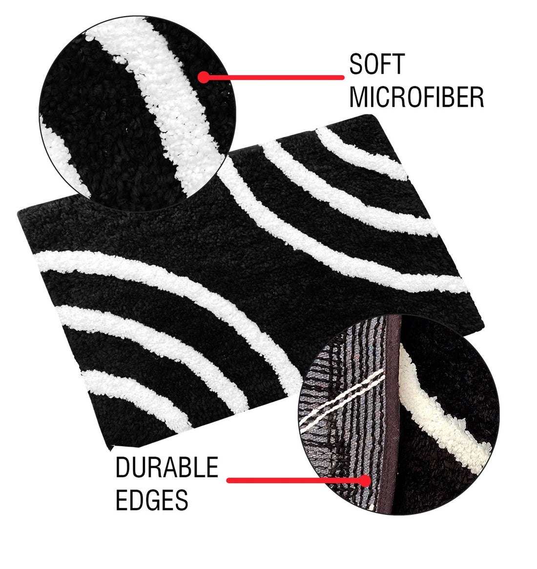 Glorious Super Soft Microfiber Anti Slip Bathmat, Black