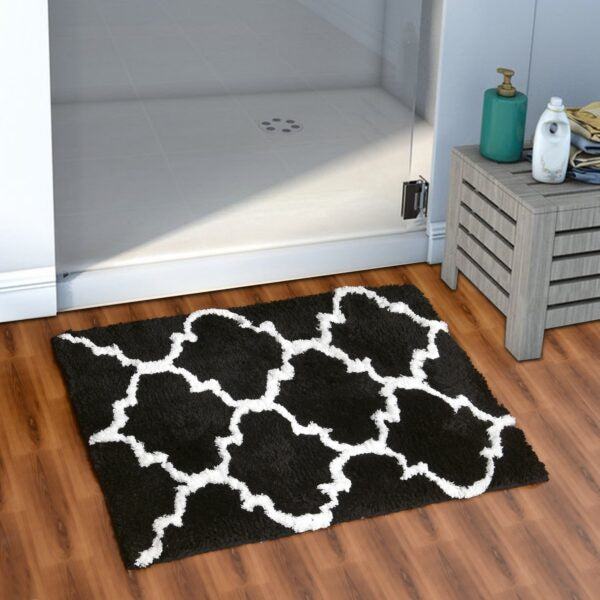 Glorious Moroccan Super Soft Anti Slip Bathmat, Black