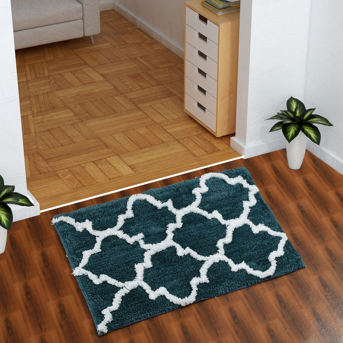 Glorious Moroccan Super Soft Anti Slip Bathmat, Teal