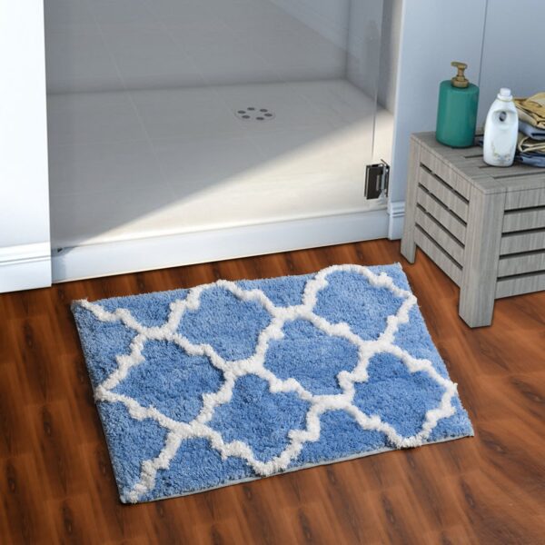 Glorious Moroccan Super Soft Anti Slip Bathmat, Aqua