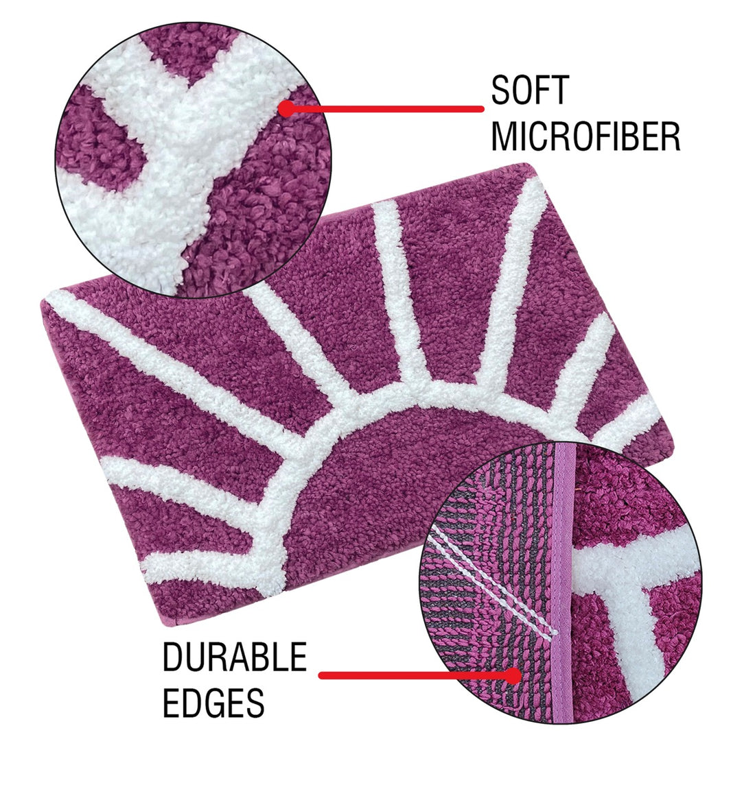 Glorious Super Soft Microfiber Anti Slip Bathmat, Wine