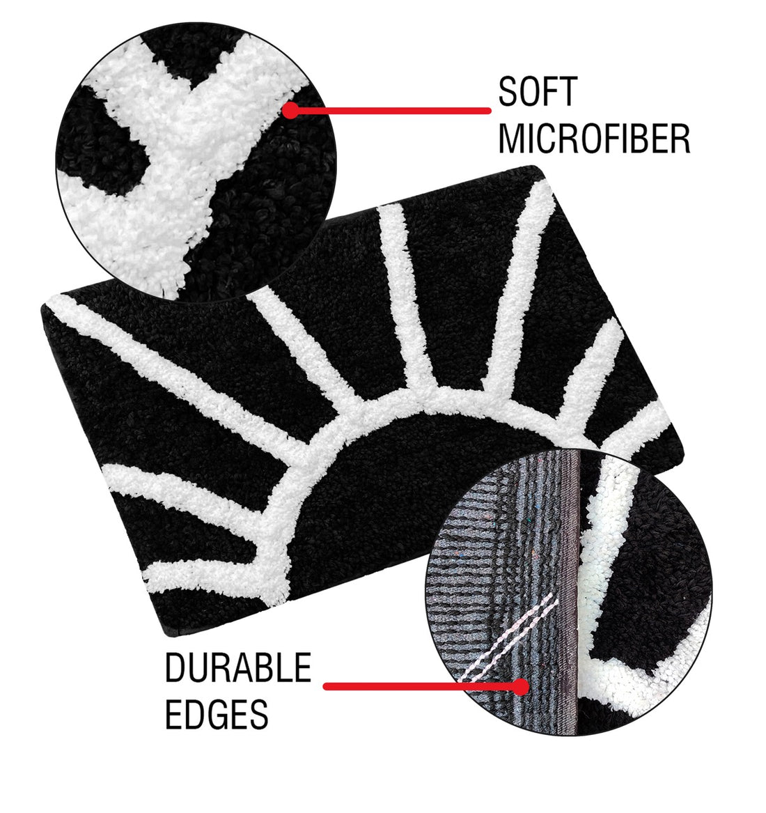 Glorious Super Soft Microfiber Anti Slip Bathmat, Black