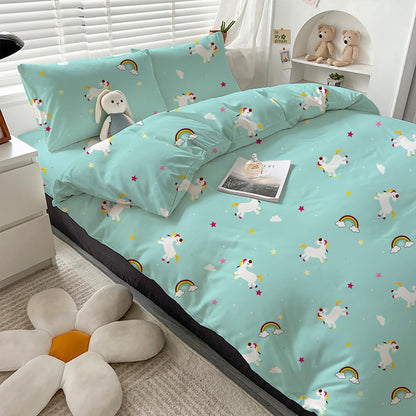 AEROHAVEN Microfiber Cartoon Flat Double Bedsheet with 2 Pillow Covers for kids