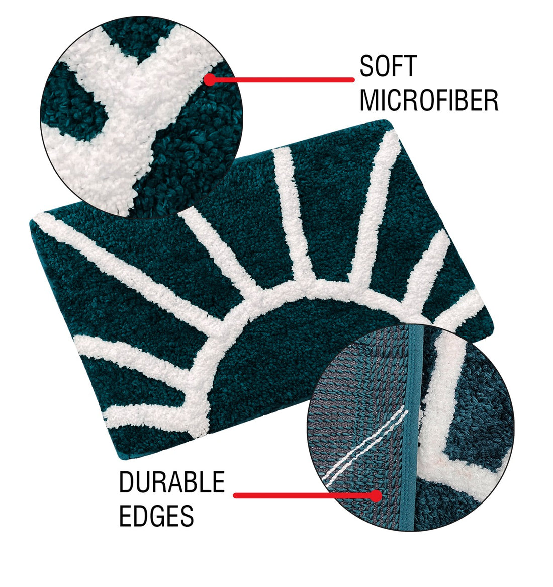 Glorious Super Soft Microfiber Anti Slip Bathmat, Teal