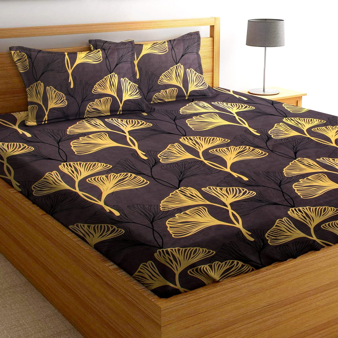 Glace Cotton Abstract Flat Double Bedsheet with 2 Pillow Covers