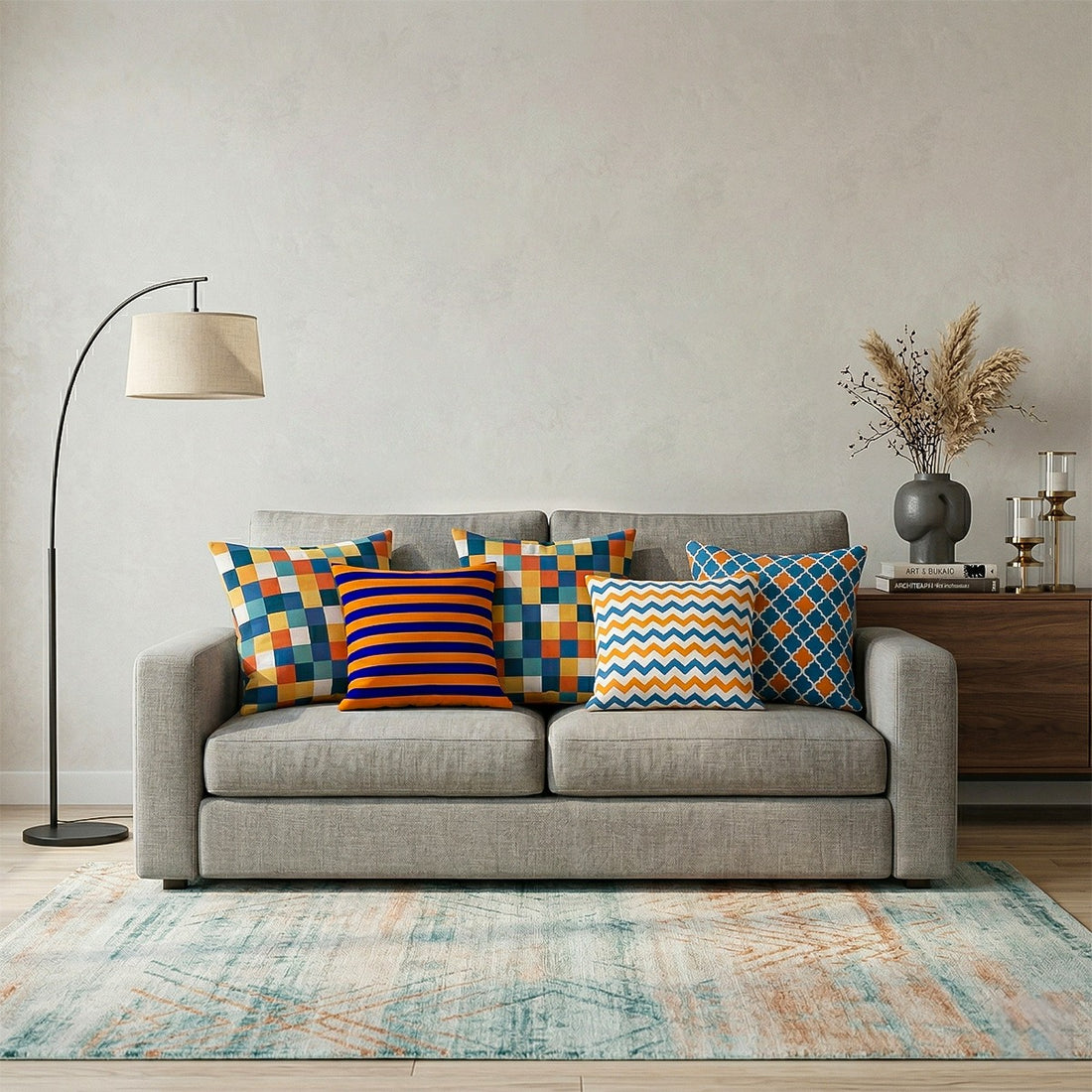 Set of 5 Jute Throw Pillow/Cushion Covers