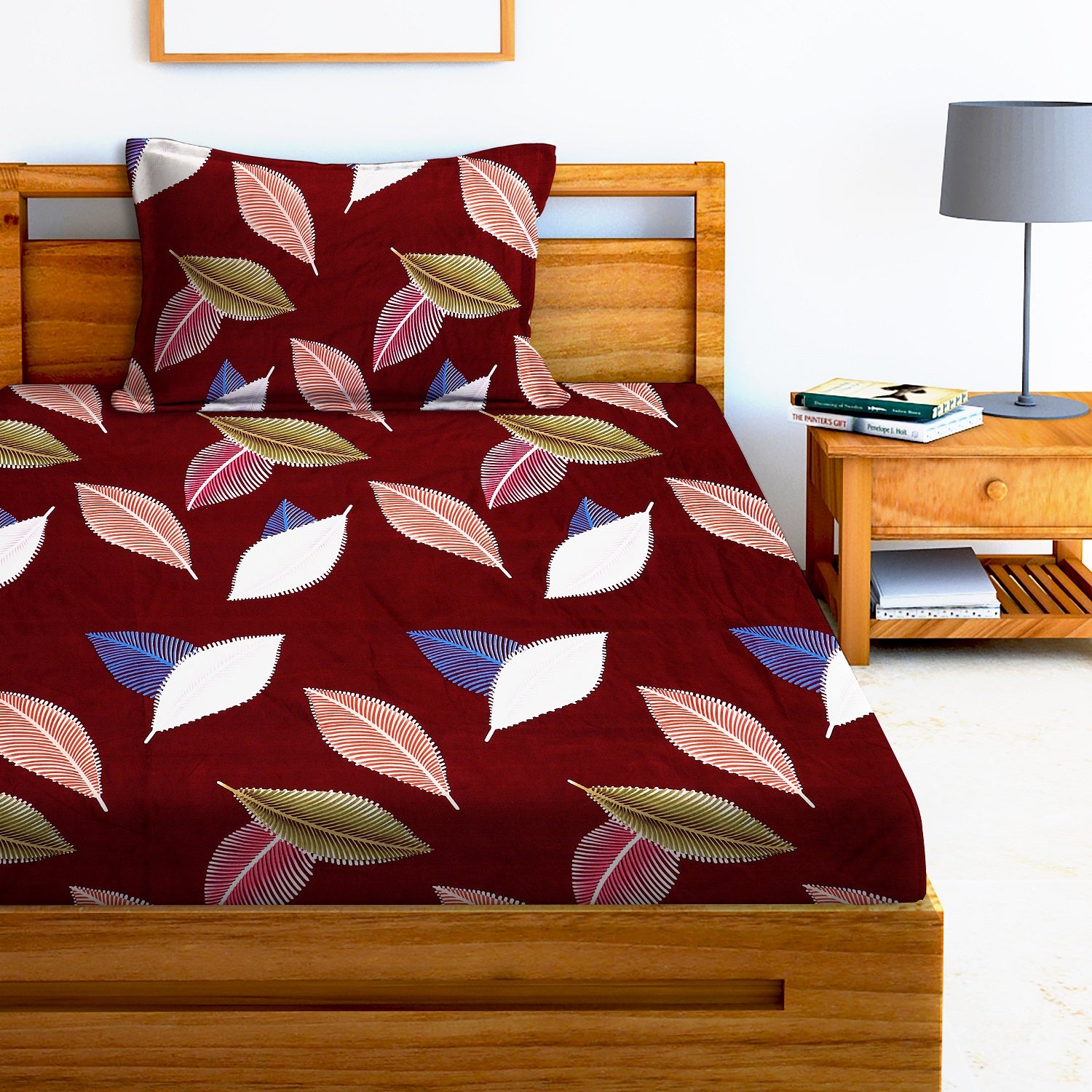 Glace Cotton Abstract Flat Single Bedsheet with 1 Pillow Cover