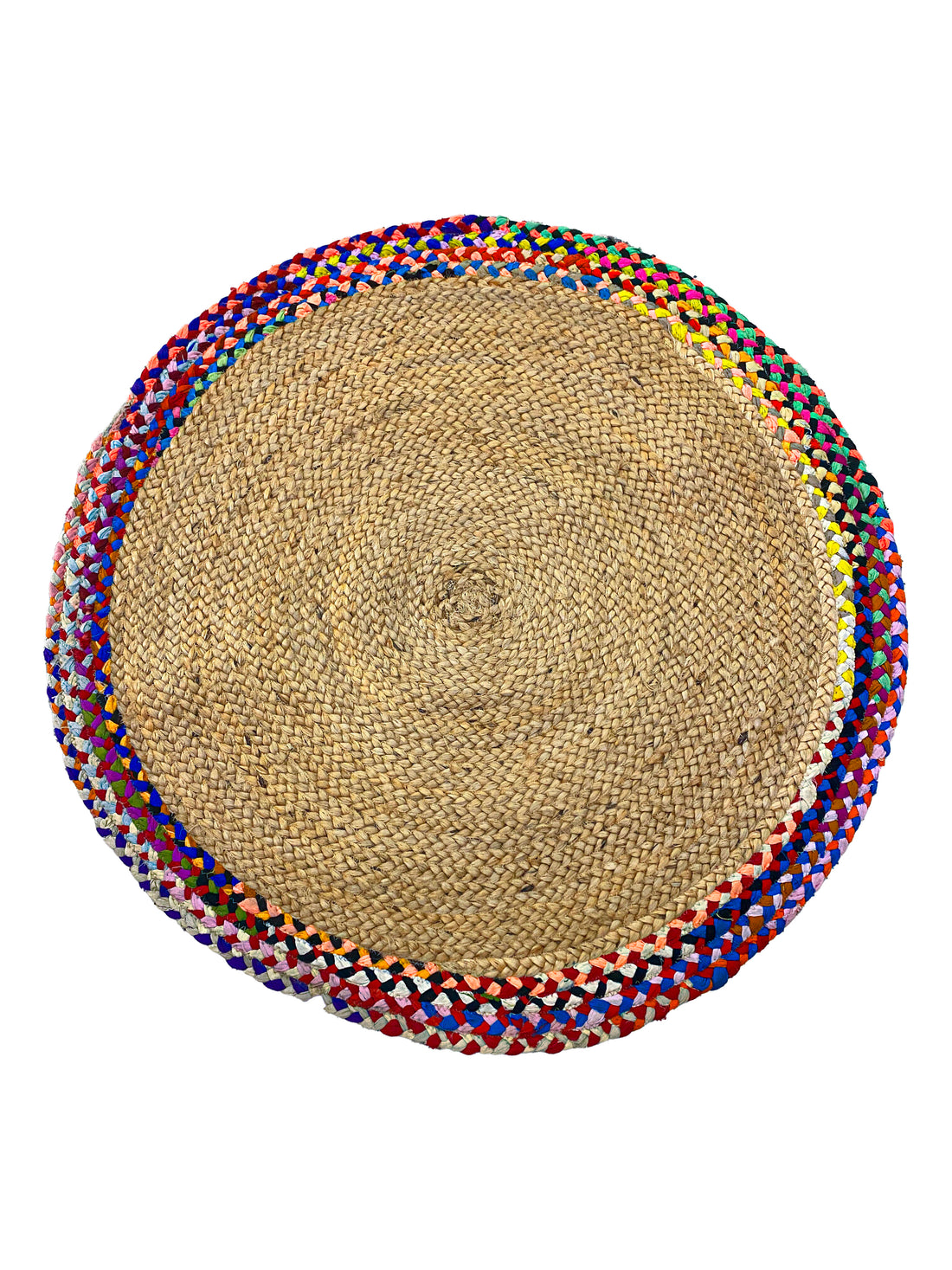 Jute and Cotton Round Braided Modern Floor Rug Carpet