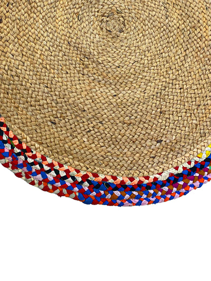 Jute and Cotton Round Braided Modern Floor Rug Carpet