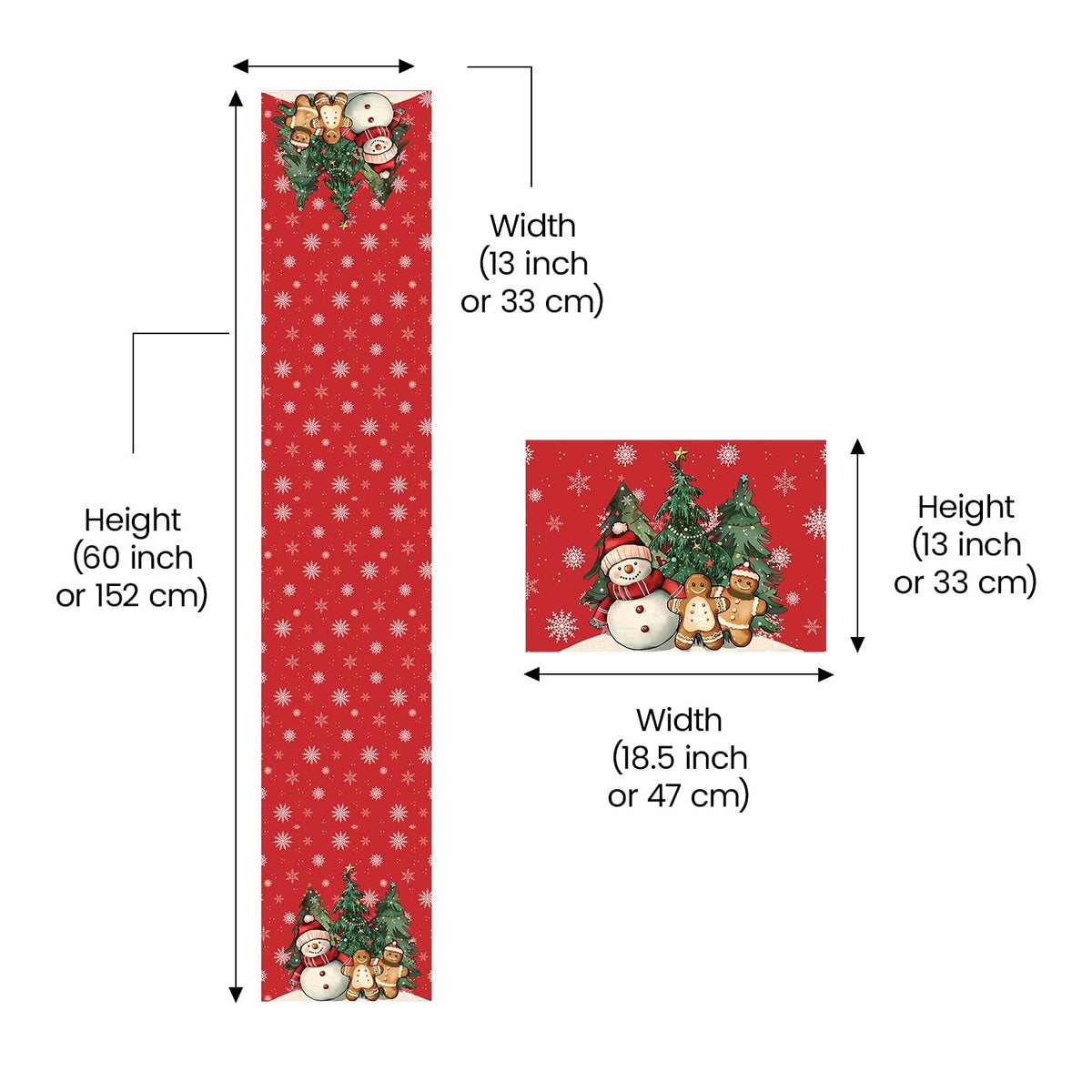 AEROHAVEN Christmas Dining Table Runner and Table Placemats Combo Festive Home Décor and Gifting