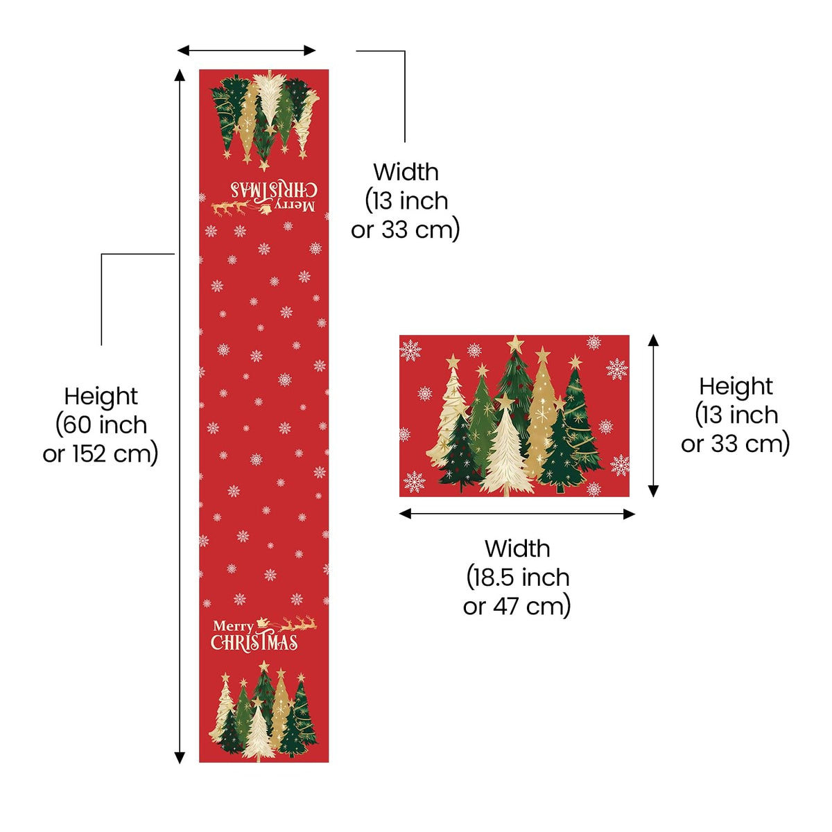 AEROHAVEN Christmas Dining Table Runner and Table Placemats Combo Festive Home Décor and Gifting