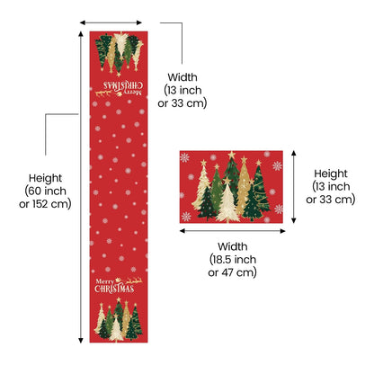 AEROHAVEN Christmas Dining Table Runner and Table Placemats Combo Festive Home Décor and Gifting