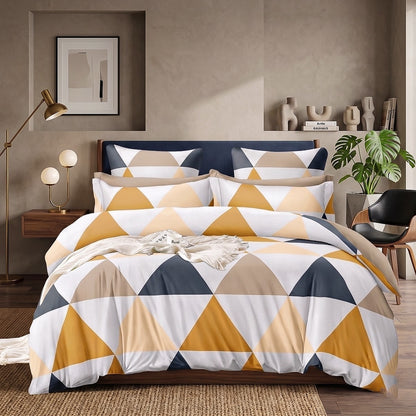Geometric Printed King Size Bedsheet with 2 Pillow Covers | Soft Premium Fabric | Modern Bedroom Decor