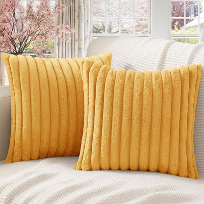 Set of 2 Premium Faux Rabbit Fur Plush Luxury Soft Fluffy Throw/Pillow Cushion Covers