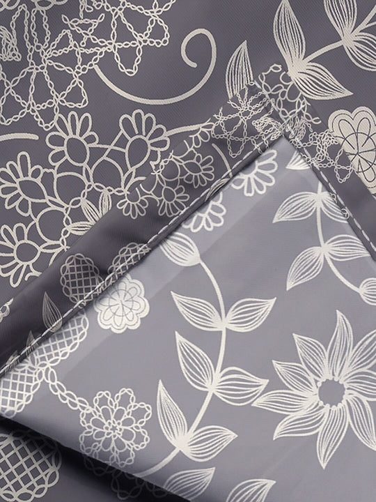 Grey &amp; White Floral Cotton 300 TC King Bedsheet with 2 Pillow Covers