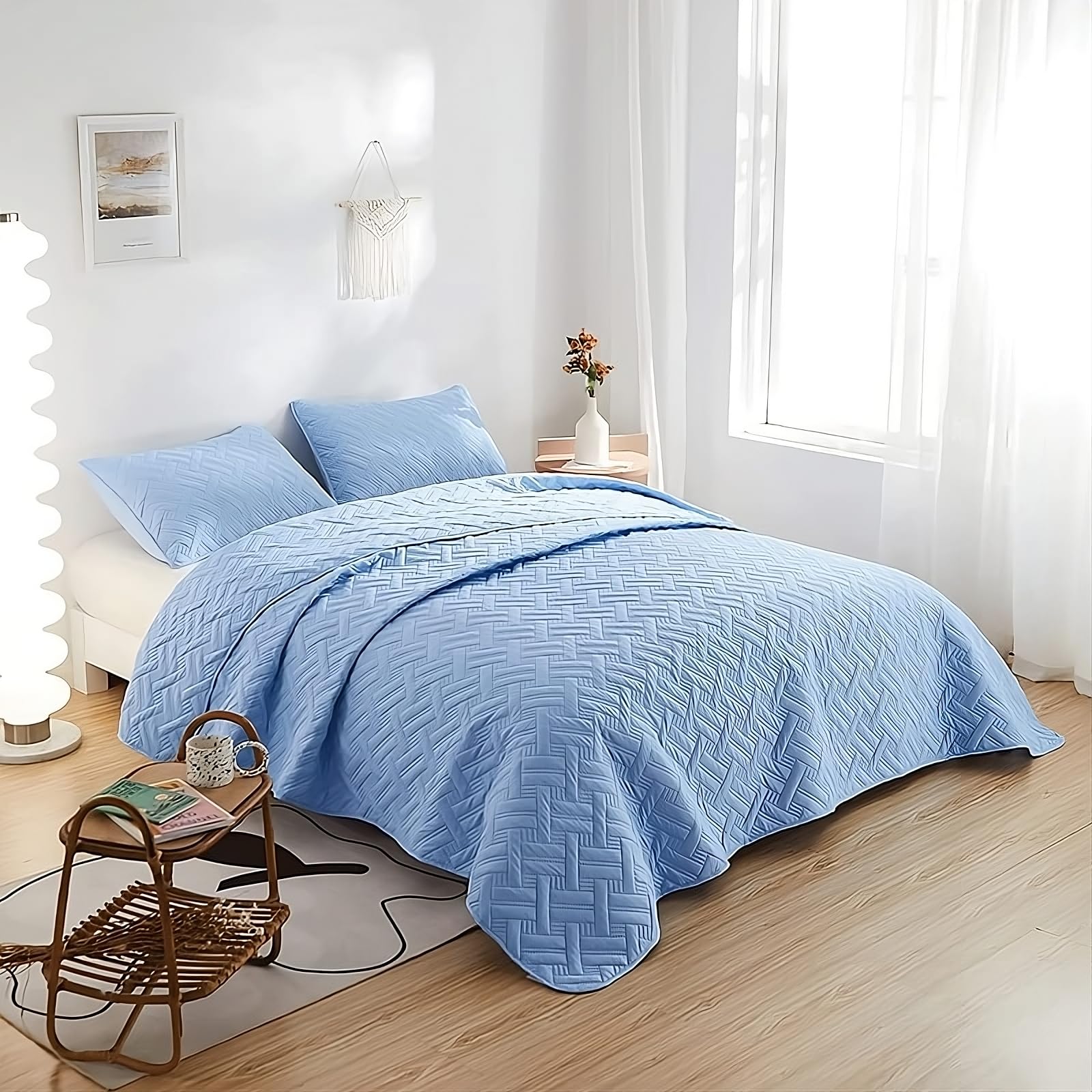 AEROHAVEN Glace Cotton Solid Bedsheet Set – Aqua, Double Bed