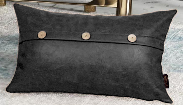 Set of 2  Faux Leather Throw/Pillow Cushion Covers with Triple Button
