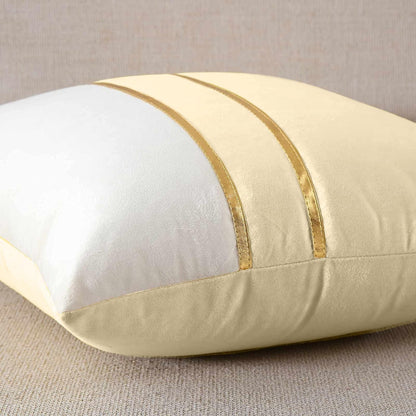 Premium Velvet Set of 2 Decorative Throw Pillow/Cushion Covers with Gold Stripes