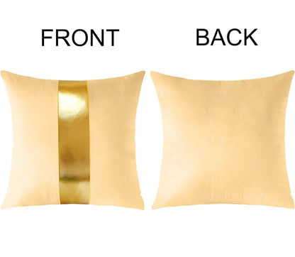 Premium Velvet Set of 2 Decorative Throw Pillow/Cushion Covers with Gold Stripe