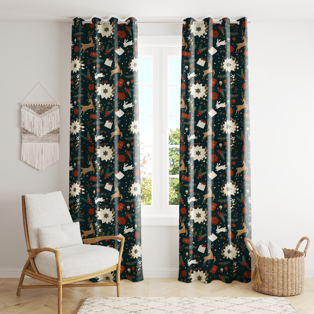 AEROHAVEN Velvet Christmas Curtains for Festive Home Décor and Gifting