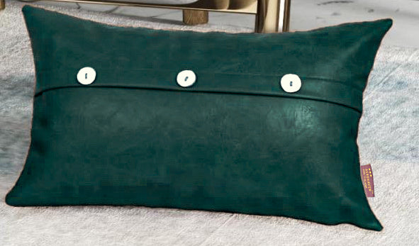 Set of 2  Faux Leather Throw/Pillow Cushion Covers with Triple Button