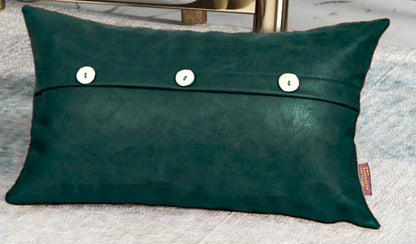 Set of 2  Faux Leather Throw/Pillow Cushion Covers with Triple Button