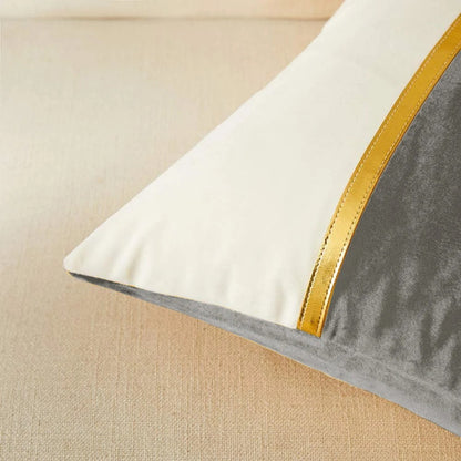 Premium Velvet Set of 2 Decorative Throw Pillow/Cushion Covers with Gold Stripe