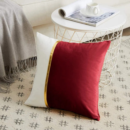 Premium Velvet Set of 2 Decorative Throw Pillow/Cushion Covers with Gold Stripe
