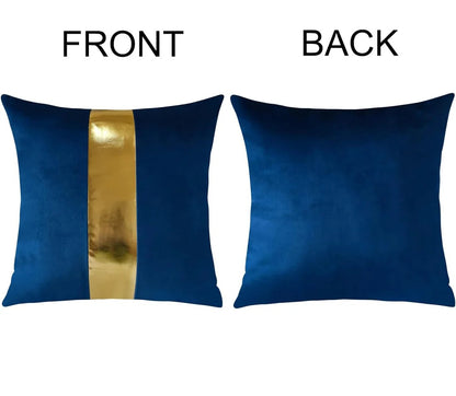 Premium Velvet Set of 2 Decorative Throw Pillow/Cushion Covers with Gold Stripe