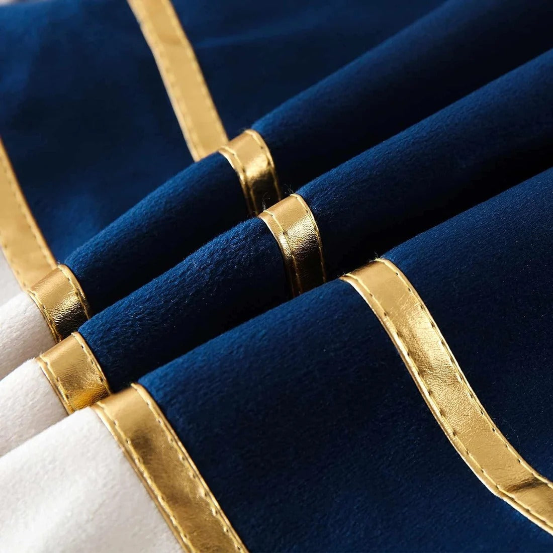 Premium Velvet Set of 2 Decorative Throw Pillow/Cushion Covers with Gold Stripes